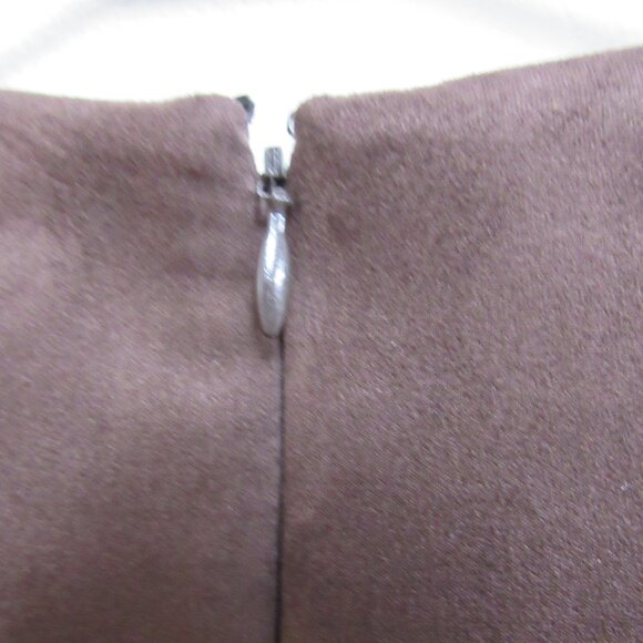 Calvin Klein Brown Faux Suede Knee Length Crew Neck Zip O-Ring Dress Size 4 - Picture 5 of 6